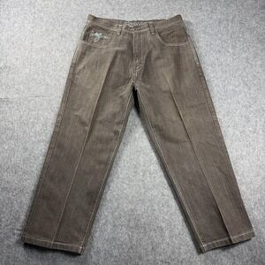 VTG 90s Y2K Koman Jeans Men 37x28 Brown Baggy Loose Wide Leg Denim Skater Faded